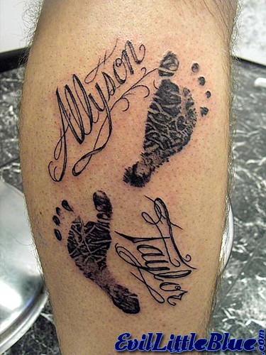 Footprints. This tattoo won me a first place trophy for "Best Small Male 