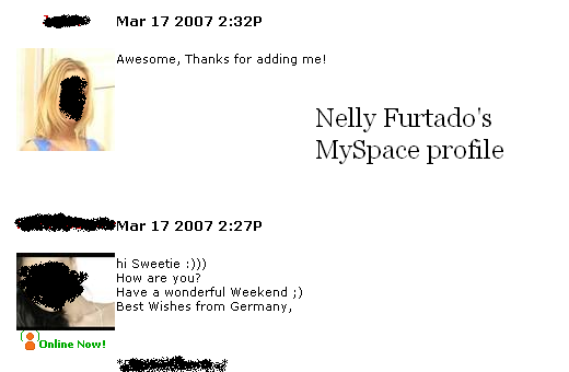Random postings on Nelly Furtado's profile