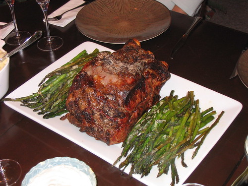 Standing Rib Roast with Asparagus
