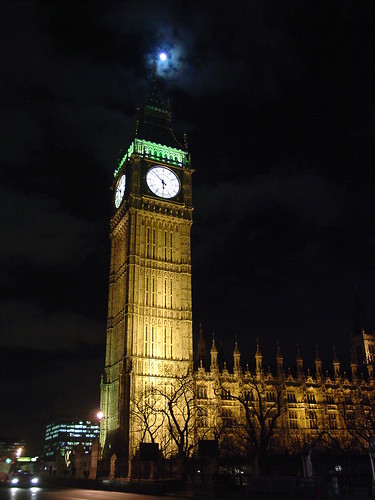 Clock tower with Big Ben at night