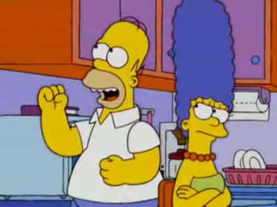 Los Simpsons: Homero y Marge pelean