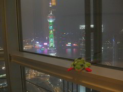 Rodrigus the Frog on 54th Floor of Hyatt, Shanghai