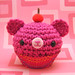 Amigurumi Pink Party Cupcake bear with cherry on top