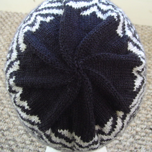 Sage's hat and mitten set - top of hat