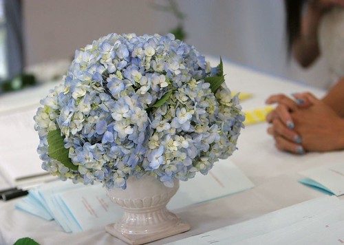 Reception table flower arrangement