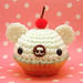 Amigurumi White cupcake bear with cherry on top