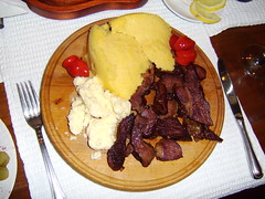 Mutton with polenta and sheep's cheese