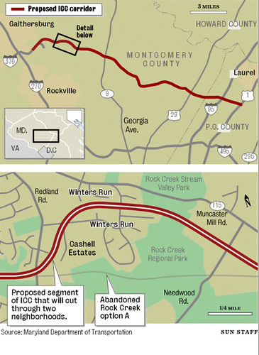 Proposed Inter County Connector corridor, Maryland
