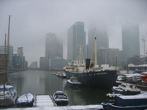 West India Dock with snow.