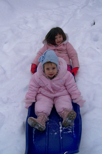 sierra and jules on a sled