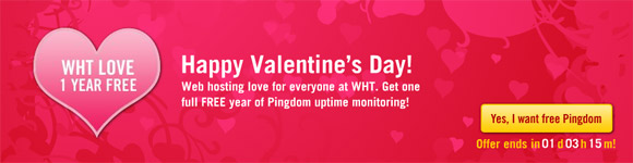 Pingdom showing WHT love with one free year of uptime monitoring