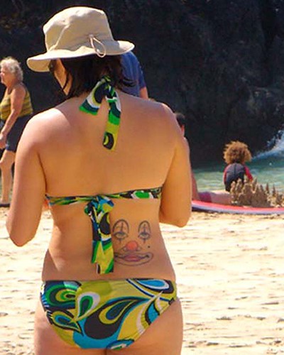 Clown tattoo spotted on the beach by i love your computer. From i love your.