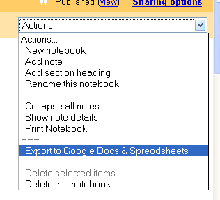 Google Notebook Docs Export