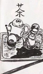 teapot no. 3 - 茶 (cha) in black & white