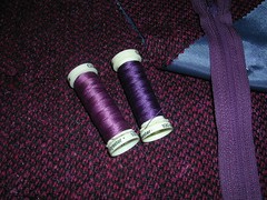purple wool with threads