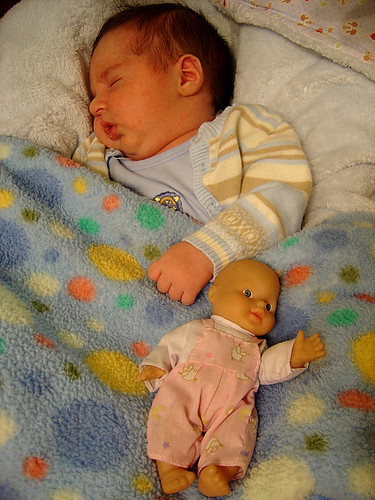 Rocky and Stella's baby doll (almost 3 weeks old)