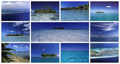 Motus are little islands surrounding the lagoon. Taken at various locations in French Polynesia.