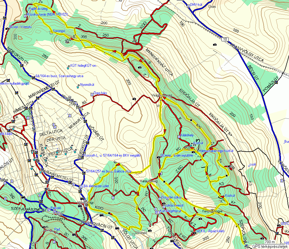 Budai-hegyek GPS útvonal - térkép