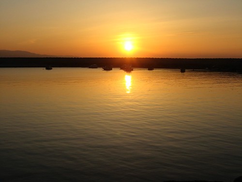 Sunset over the marina (Alapli Town, Black Sea coast of Turkey)