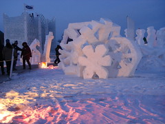 Snow Sculpture At Night
