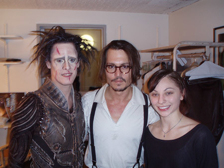 Johnny Depp with "Edward" and "Kim" from "Edward Scissorhands"