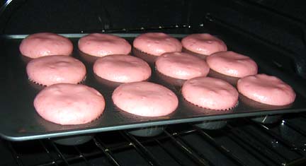 Strawberry Cupcakes in the Oven