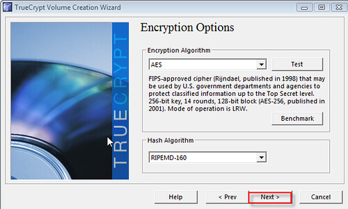 Choosing File Encryption of AES