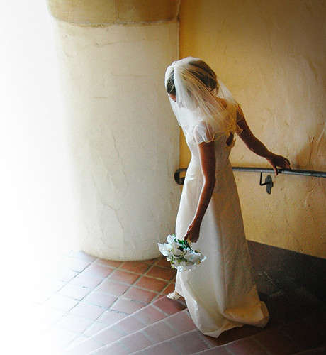 Bride down the stairs