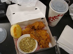 3 pc Spicy Chicken Meal w/ Cajun Rice & Biscuit, @ Popeyes