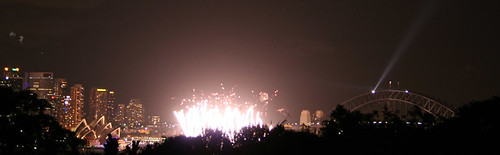 Fireworks, bridge, opera house