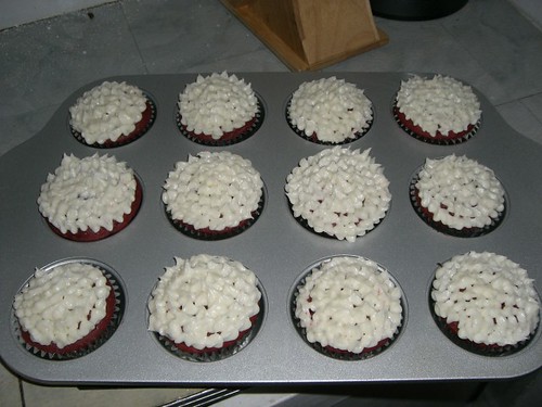 Red Velvet Cupcakes with White Chocolate Peppermint Buttercream Icing