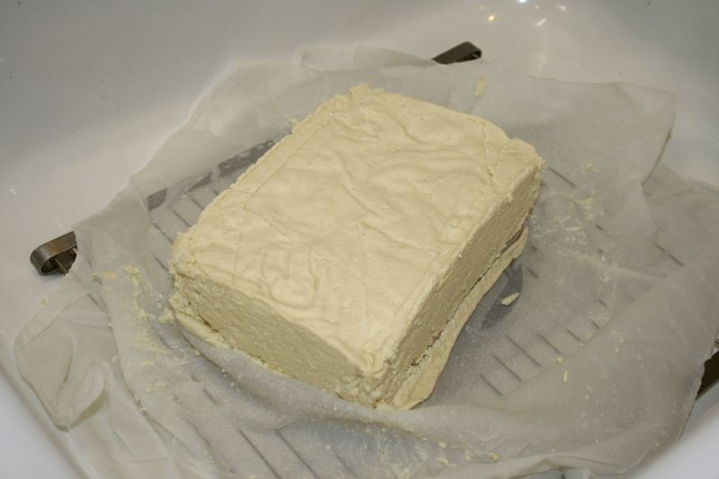Finished brick of tofu
