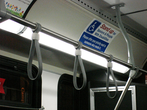 Straps on a CTA Hybrid Bus