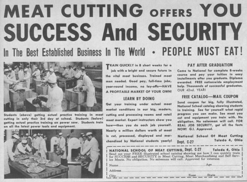 Vintage Ad #106 - Meat Cutting Offers You Success and Security