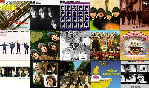 Beatles Wallpaper a collage of Beatles All Albums full color