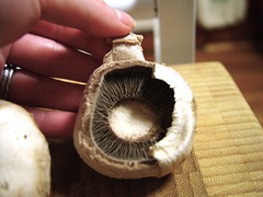 Peeling a mushroom