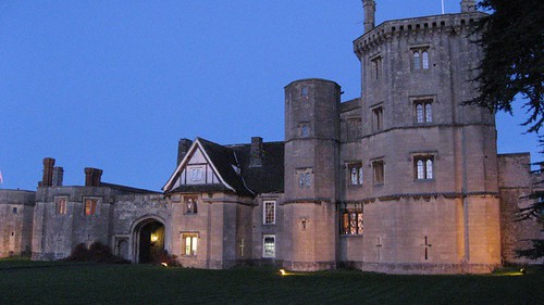 house of night castle. night view of Thornbury Castle
