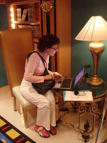 Irit at computer in Burj Al-Arab library