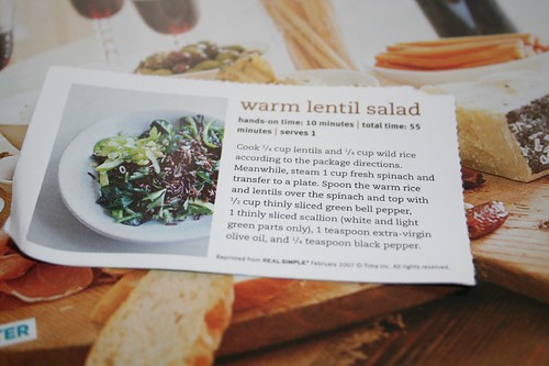 warm lentil salad