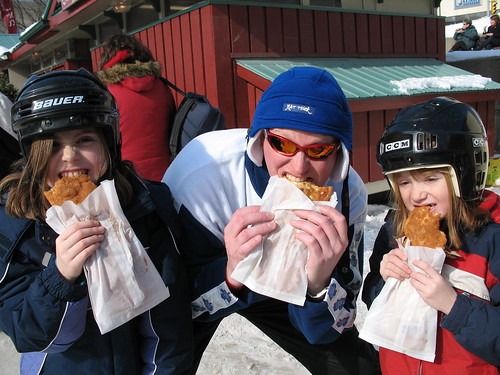 Twig and the kids eating Beaver Tails