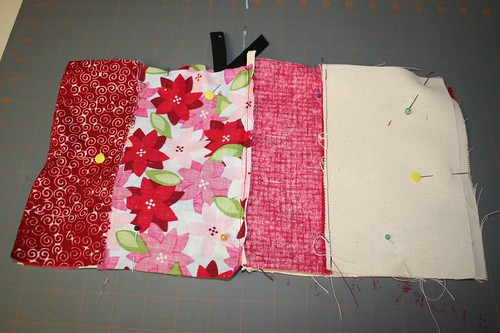 pin front and back together, and lining together