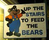 Up the stairs to feed the bears