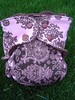 MEDIUM LONG Pink & Chocolate Paisley Knit/Velour Fitted Diaper  <br>with Flap-style Quick Dry Soaker
