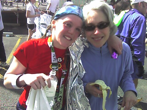 Mercedes and Mom after marathon