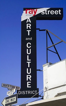 Ray Street Art and Culture District sign, North Park Main Street, San Diego