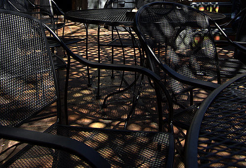 Chairs in the Sunlight at Casino el Camino, Austin, Texas