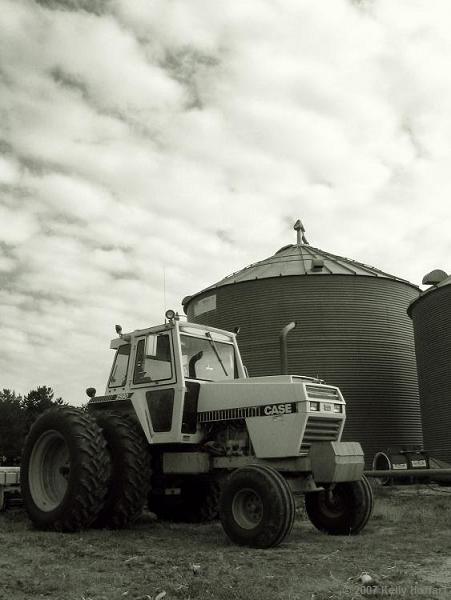 Case Tractor and Grain Bins
