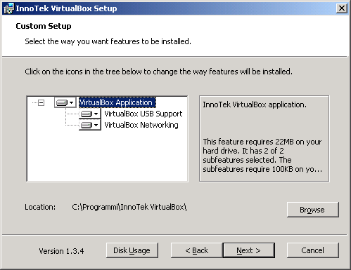 VirtualBox - installazione - setup cartella dinstallazione
