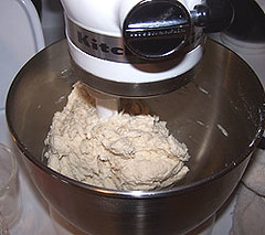 Making the pizza dough 