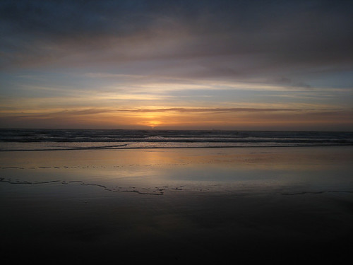 Sun Set On Ocean Beach